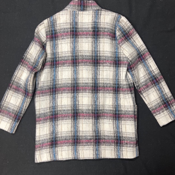 Kenneth Cole NY Wool Blend Plaid Coat Snap Closure Collar Women Sz L  NWT - Picture 6 of 15